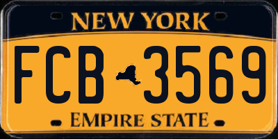NY license plate FCB3569