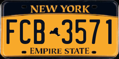 NY license plate FCB3571
