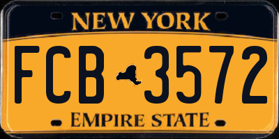 NY license plate FCB3572
