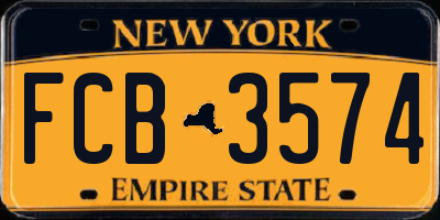 NY license plate FCB3574