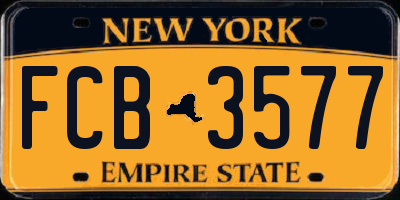 NY license plate FCB3577