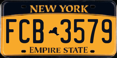 NY license plate FCB3579