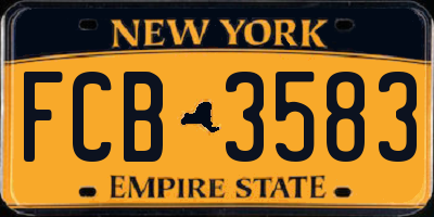 NY license plate FCB3583