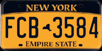 NY license plate FCB3584