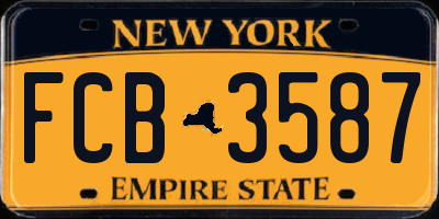 NY license plate FCB3587