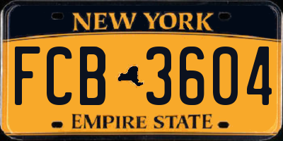 NY license plate FCB3604