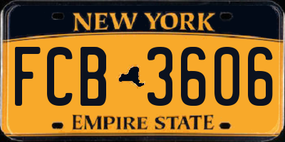 NY license plate FCB3606