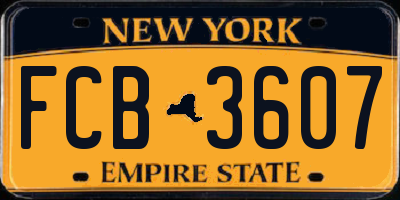 NY license plate FCB3607
