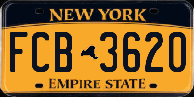 NY license plate FCB3620