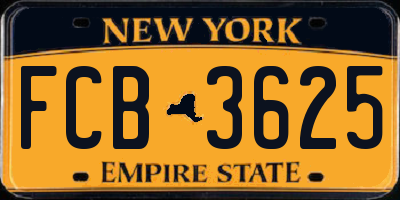 NY license plate FCB3625