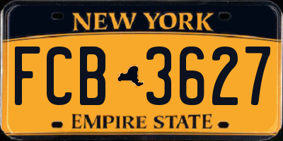 NY license plate FCB3627