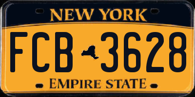 NY license plate FCB3628