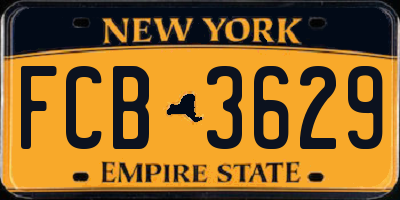 NY license plate FCB3629