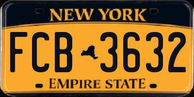 NY license plate FCB3632