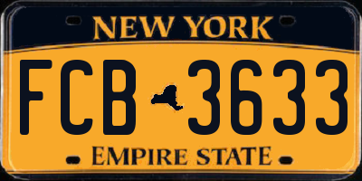 NY license plate FCB3633