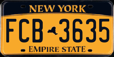NY license plate FCB3635