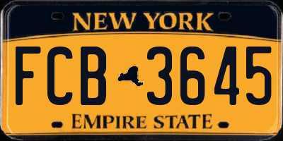 NY license plate FCB3645