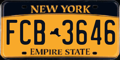 NY license plate FCB3646