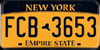NY license plate FCB3653