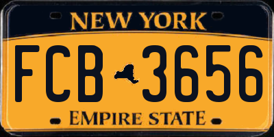 NY license plate FCB3656