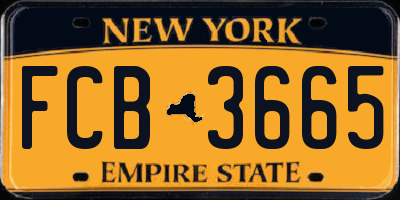 NY license plate FCB3665