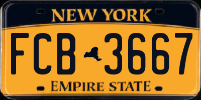 NY license plate FCB3667