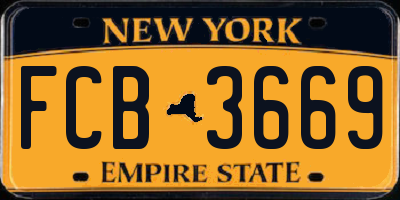 NY license plate FCB3669