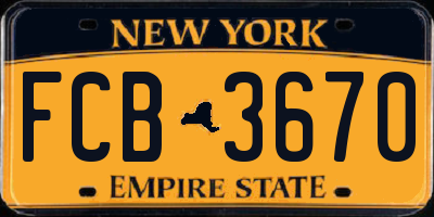 NY license plate FCB3670