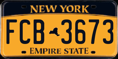 NY license plate FCB3673