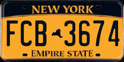 NY license plate FCB3674