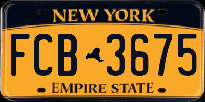 NY license plate FCB3675