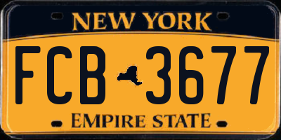 NY license plate FCB3677