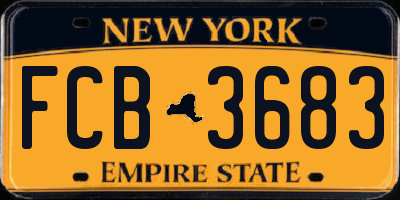 NY license plate FCB3683