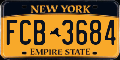 NY license plate FCB3684