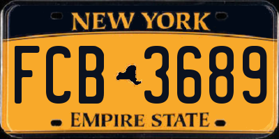 NY license plate FCB3689