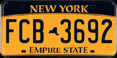 NY license plate FCB3692