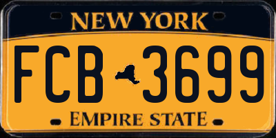NY license plate FCB3699