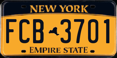 NY license plate FCB3701