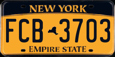 NY license plate FCB3703