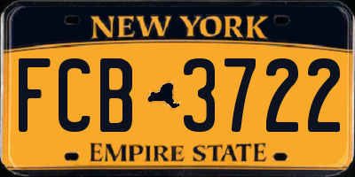 NY license plate FCB3722