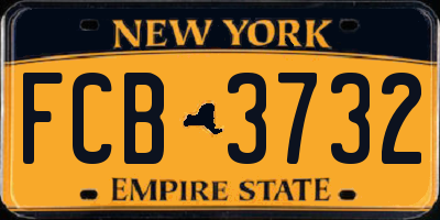 NY license plate FCB3732