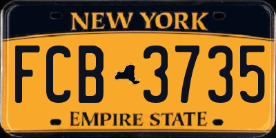 NY license plate FCB3735