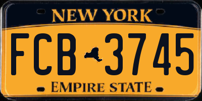 NY license plate FCB3745