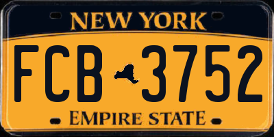 NY license plate FCB3752