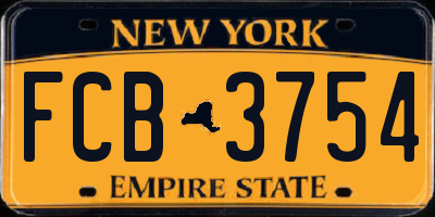 NY license plate FCB3754