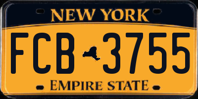 NY license plate FCB3755
