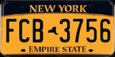 NY license plate FCB3756