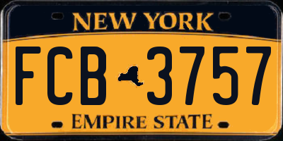 NY license plate FCB3757