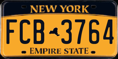 NY license plate FCB3764