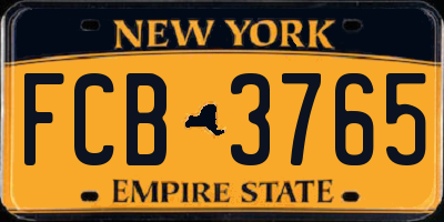 NY license plate FCB3765